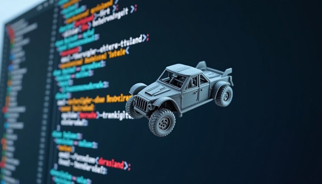 image of a CAD computer screen with gcode of a model on it, Photorealistic